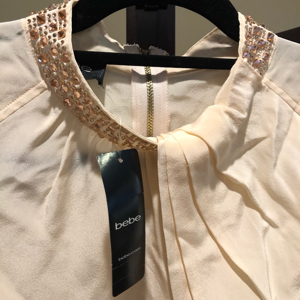 NWT BEBE DRAPE SILK TOP